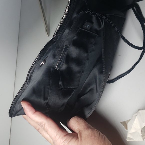 Little Black Purse KATE LANDRY Beaded Evening Clutch Crossbody Rope Strap - Picture 7 of 9